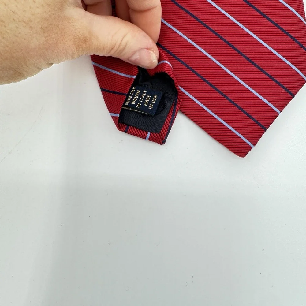 Brooks Brothers Red Rep Stripe 100% Silk Tie 3.75 Classic Wide USA Made 61